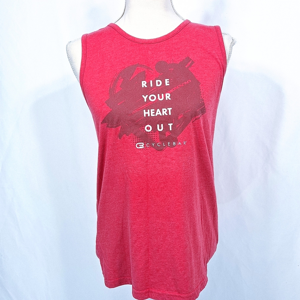 Cyclebar Red Sleeveless Ride Your Heart Out Tank Top